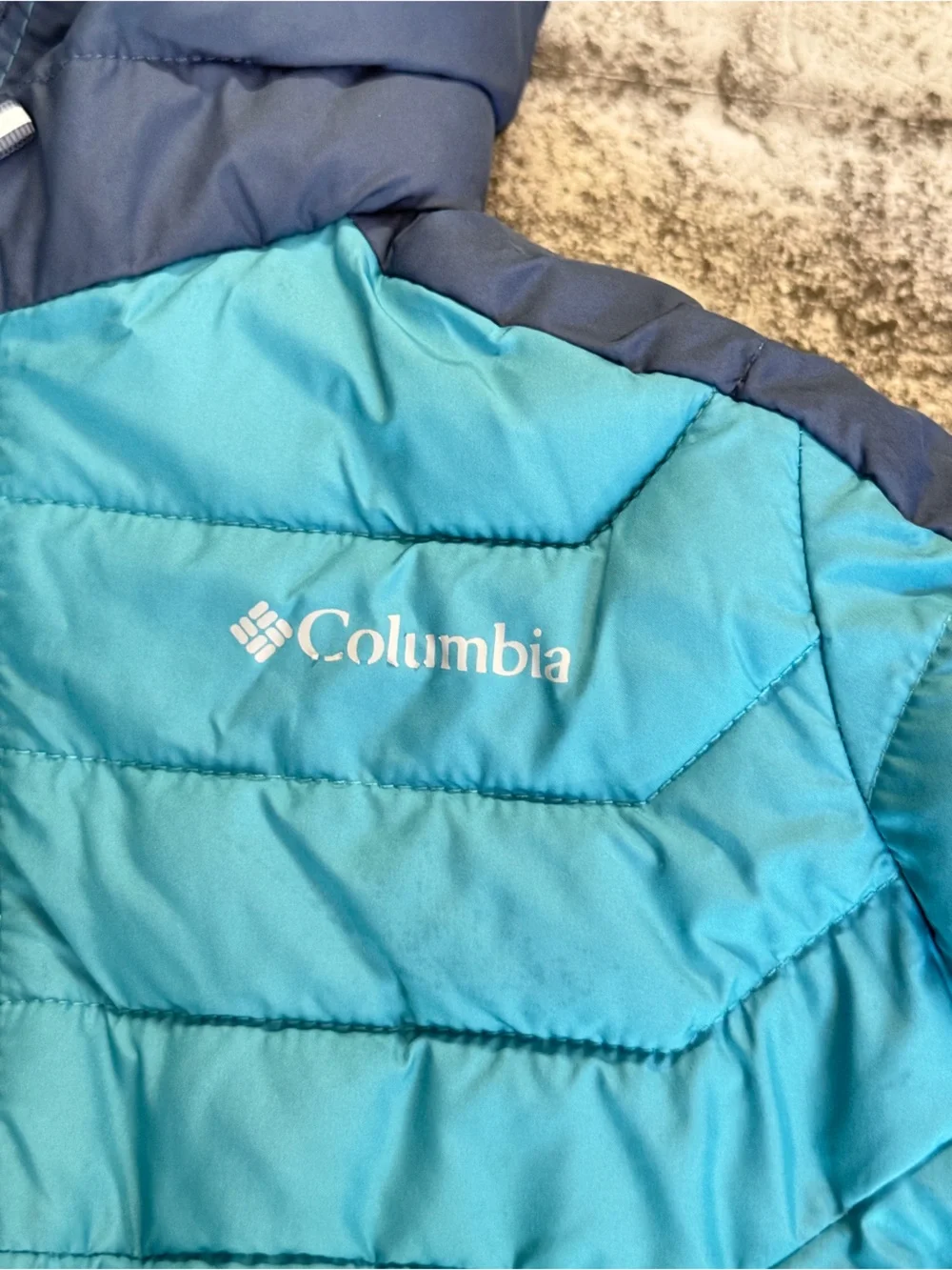 Columbia Teal and Navy Kids' Hooded Puffer Jacket